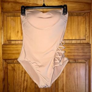 Kennith Cole Tummy Toner Nude One Piece Swimsuit